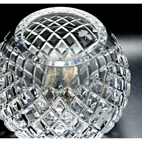 Galway Leah Crystal Rose Bowl Vase 6" Ireland Shamrock Lead Crystal handcut glas - Picture 5 of 13